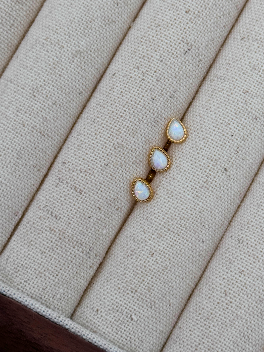 925 Silver Opal Raindrop Piercing
