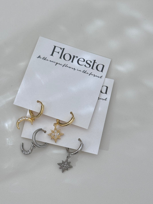 925 Silver Star & Moon Earrings🌙