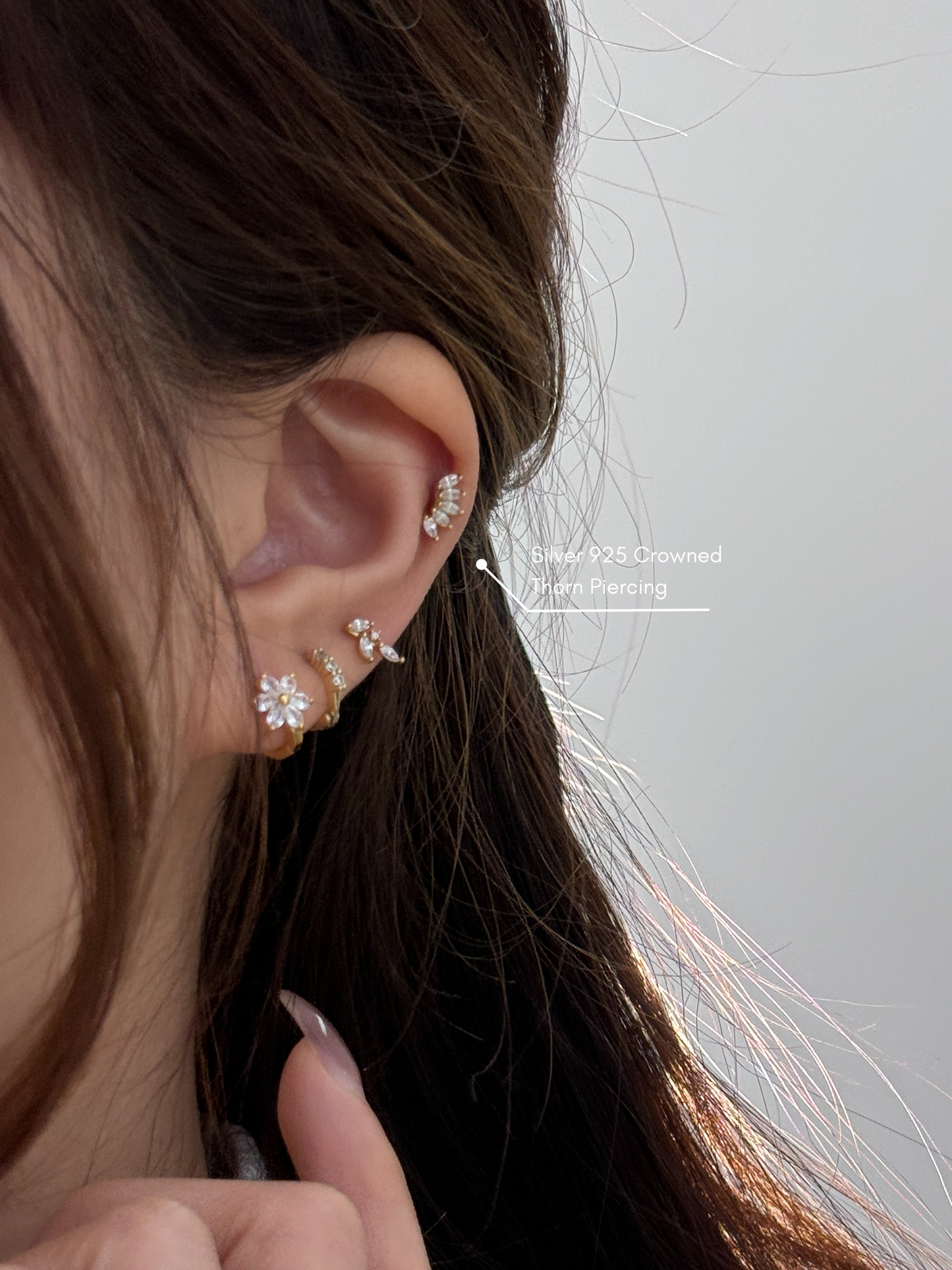 925 Silver Crowned Thorn Piercing