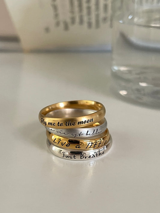 【Engraving 訂製刻字】Whisper Ring (S925/Plated 18K Gold)