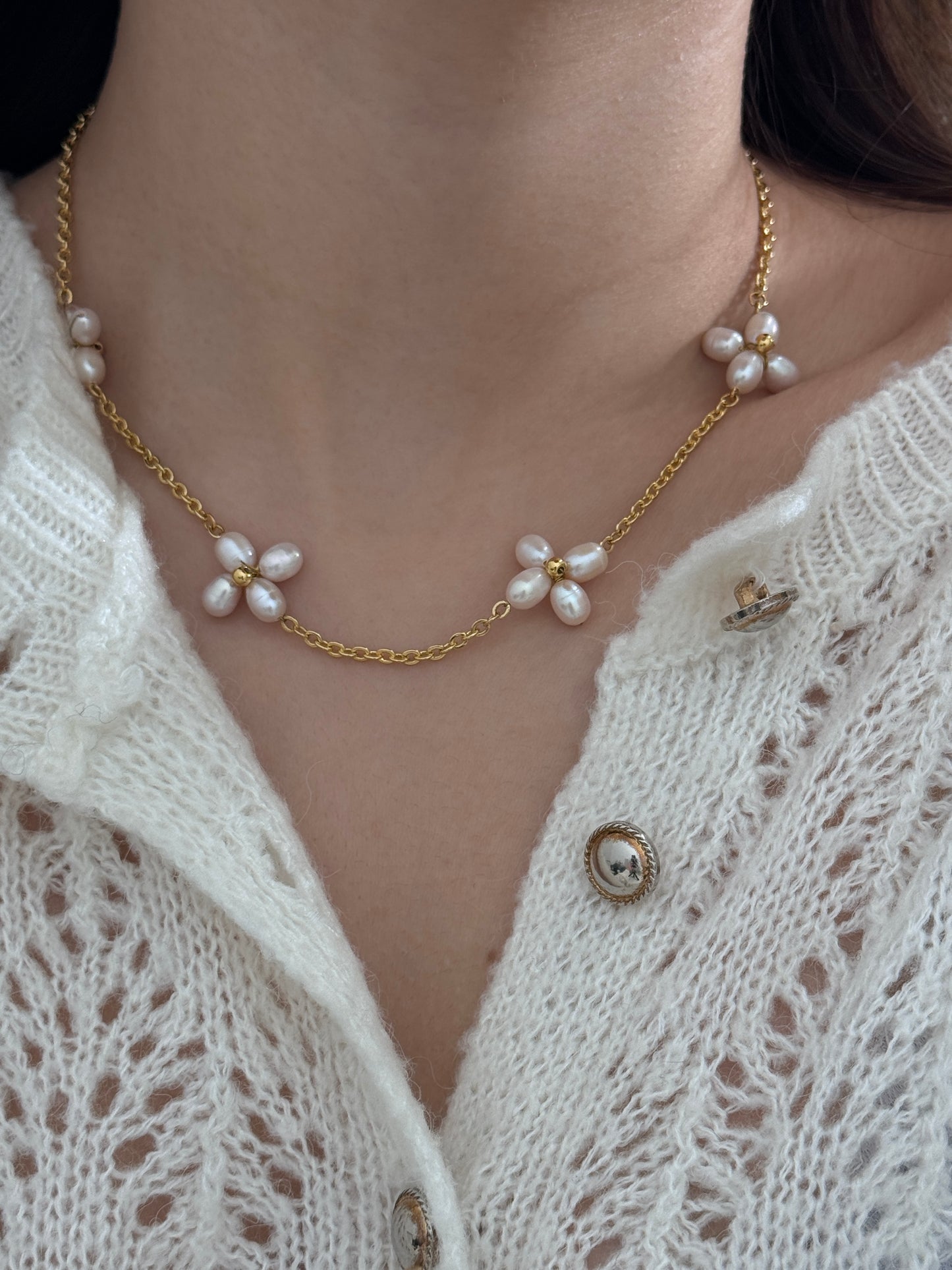 French Blossom Pearl Necklace 🌸