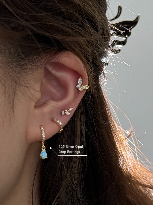 925 Silver Opal Drop Earrings